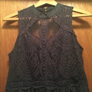 Gray high neck sleeveless dress